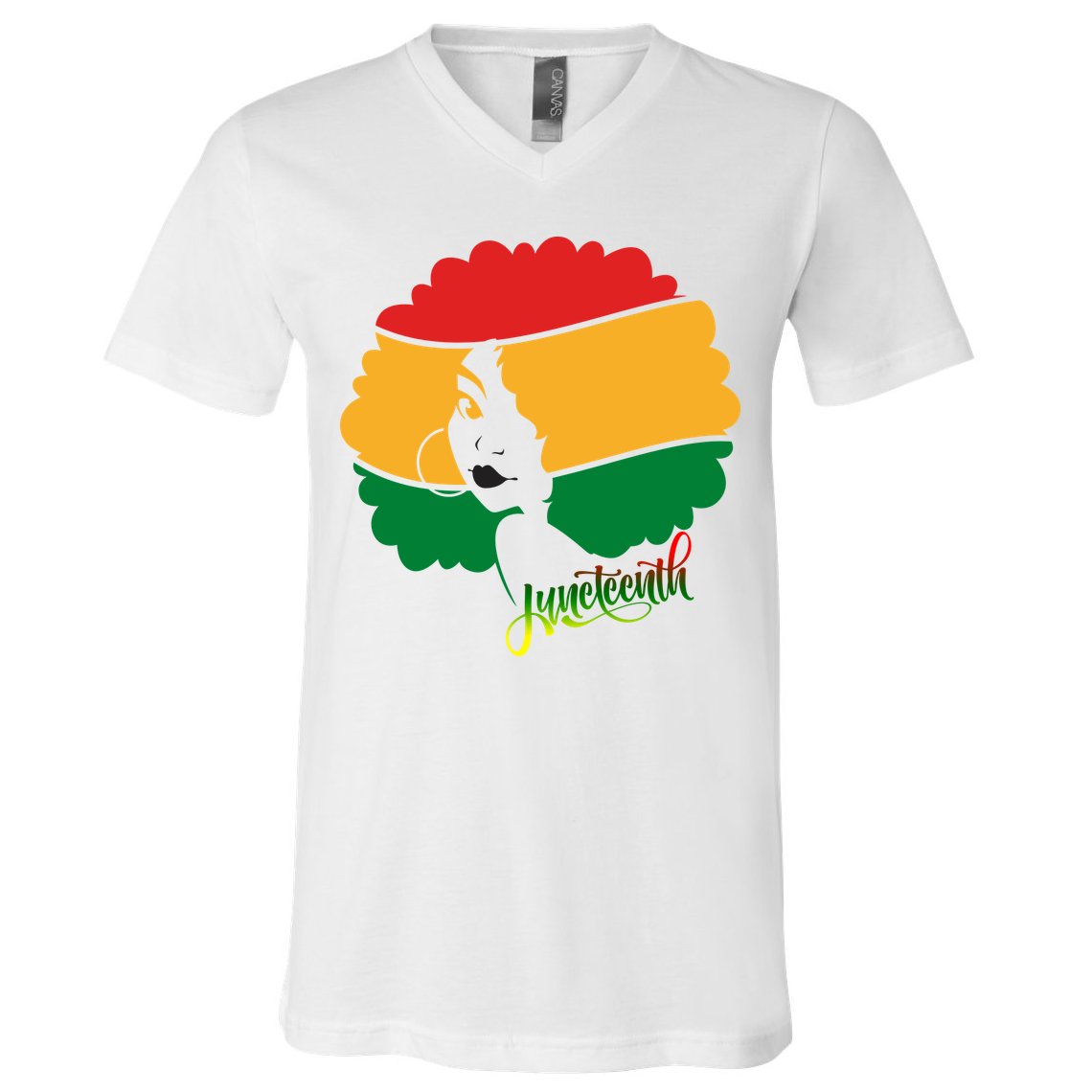 Juneteenth Female Afro African American V-Neck T-Shirt