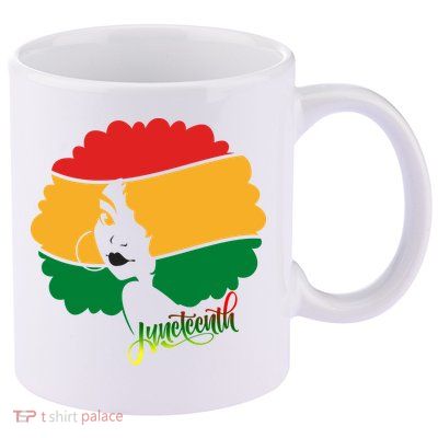 Juneteenth Female Afro African American 11oz C Handle Ceramic Mug