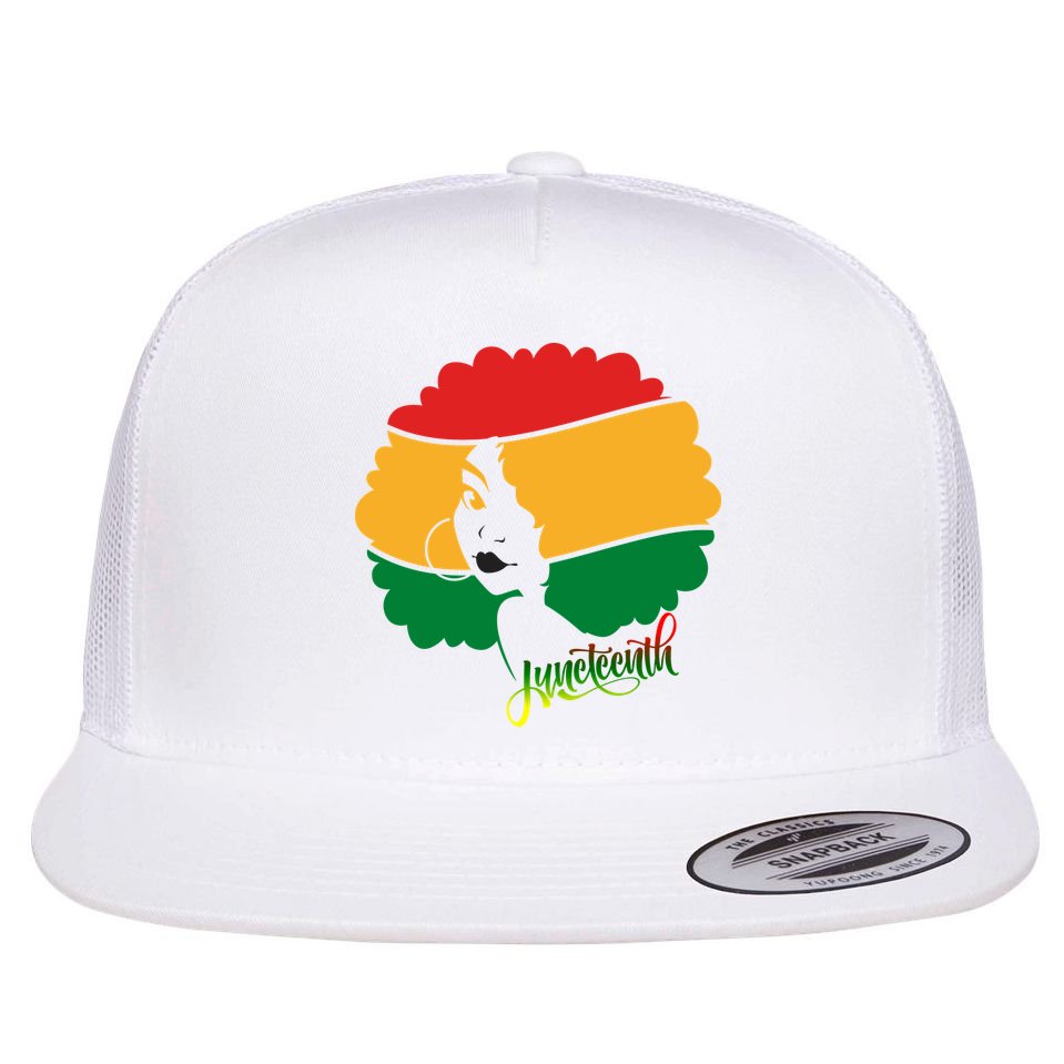 Juneteenth Female Afro African American Flat Bill Trucker Hat