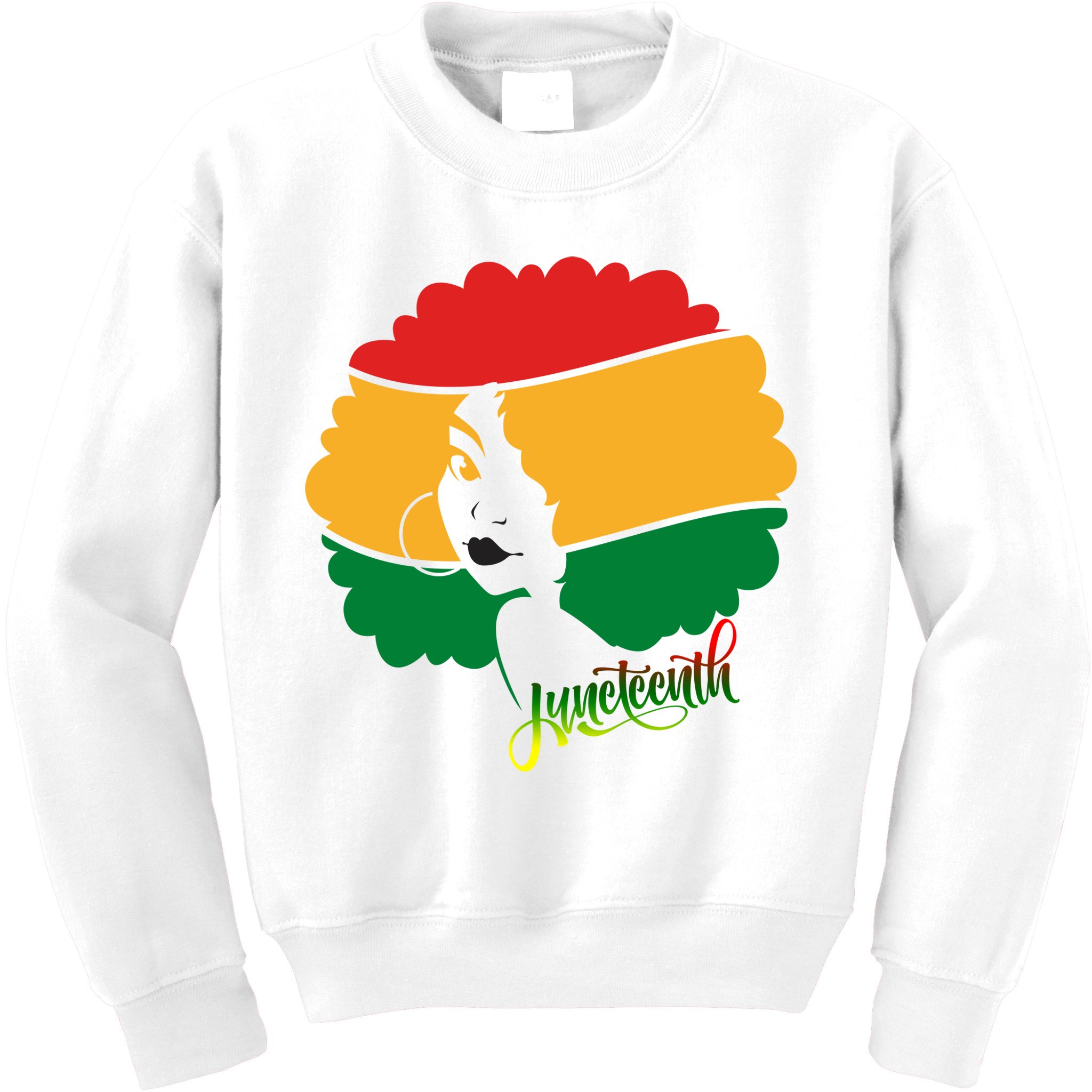 Juneteenth Female Afro African American Kids Sweatshirt