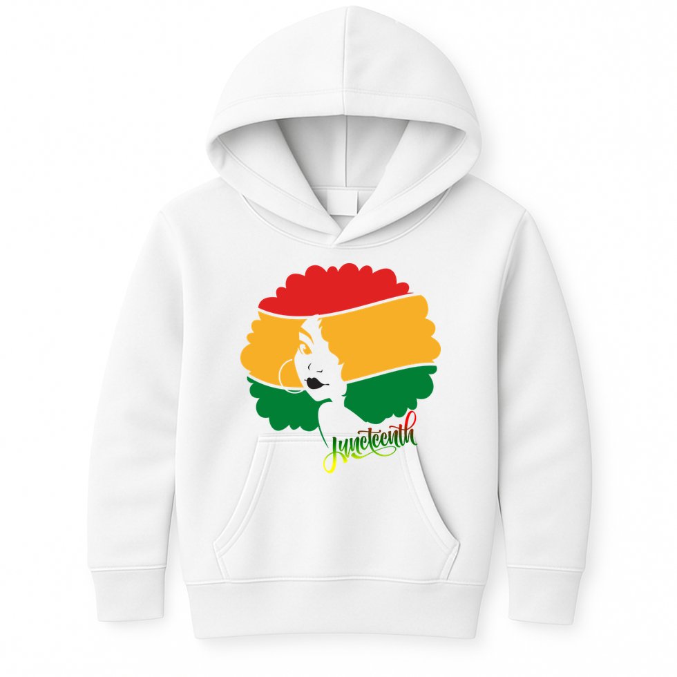 Juneteenth Female Afro African American Kids Hoodie