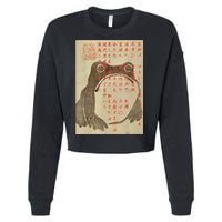 Japanese Frog Art Ukiyoe Print Cropped Pullover Crew