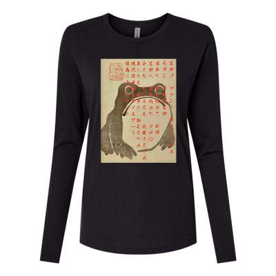 Japanese Frog Art Ukiyo E Print Womens Cotton Relaxed Long Sleeve T-Shirt