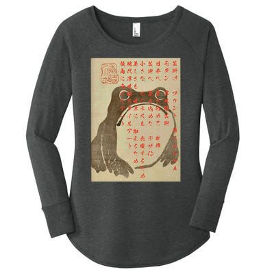 Japanese Frog Art Ukiyo E Print Women's Perfect Tri Tunic Long Sleeve Shirt