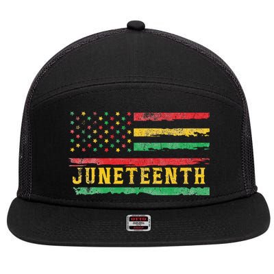 Juneteenth Flag African American Wo 7 Panel Mesh Trucker Snapback Hat