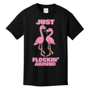 Just Flockin' Around! Funny Flamingo Dancing Joke Kids T-Shirt