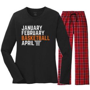 January February Basketball April Madness College Women's Long Sleeve Flannel Pajama Set 