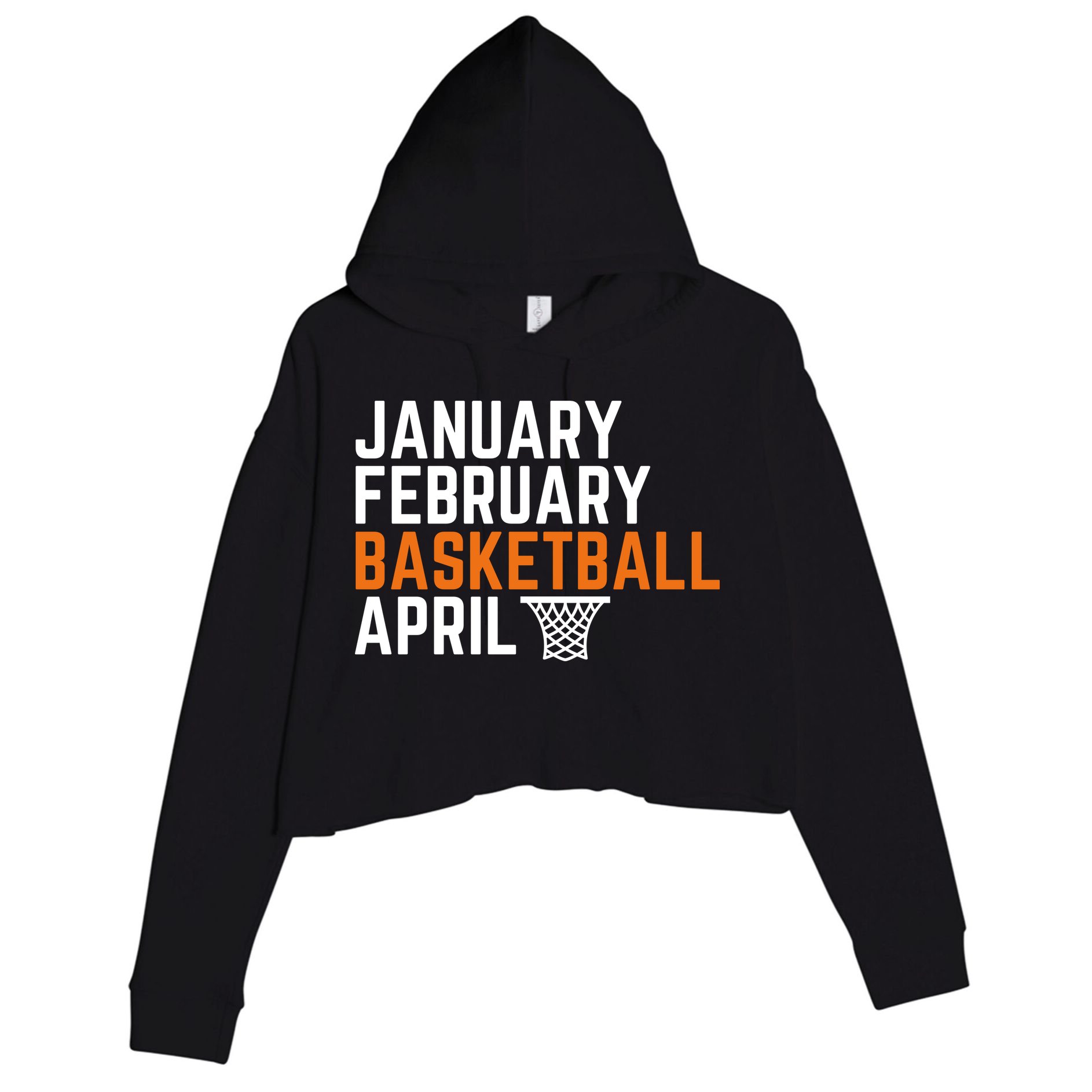 January February Basketball April Madness College Crop Fleece Hoodie