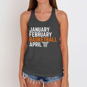 January February Basketball April Madness College Women's Knotted Racerback Tank