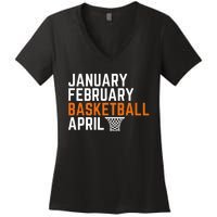 January February Basketball April Madness College Women's V-Neck T-Shirt