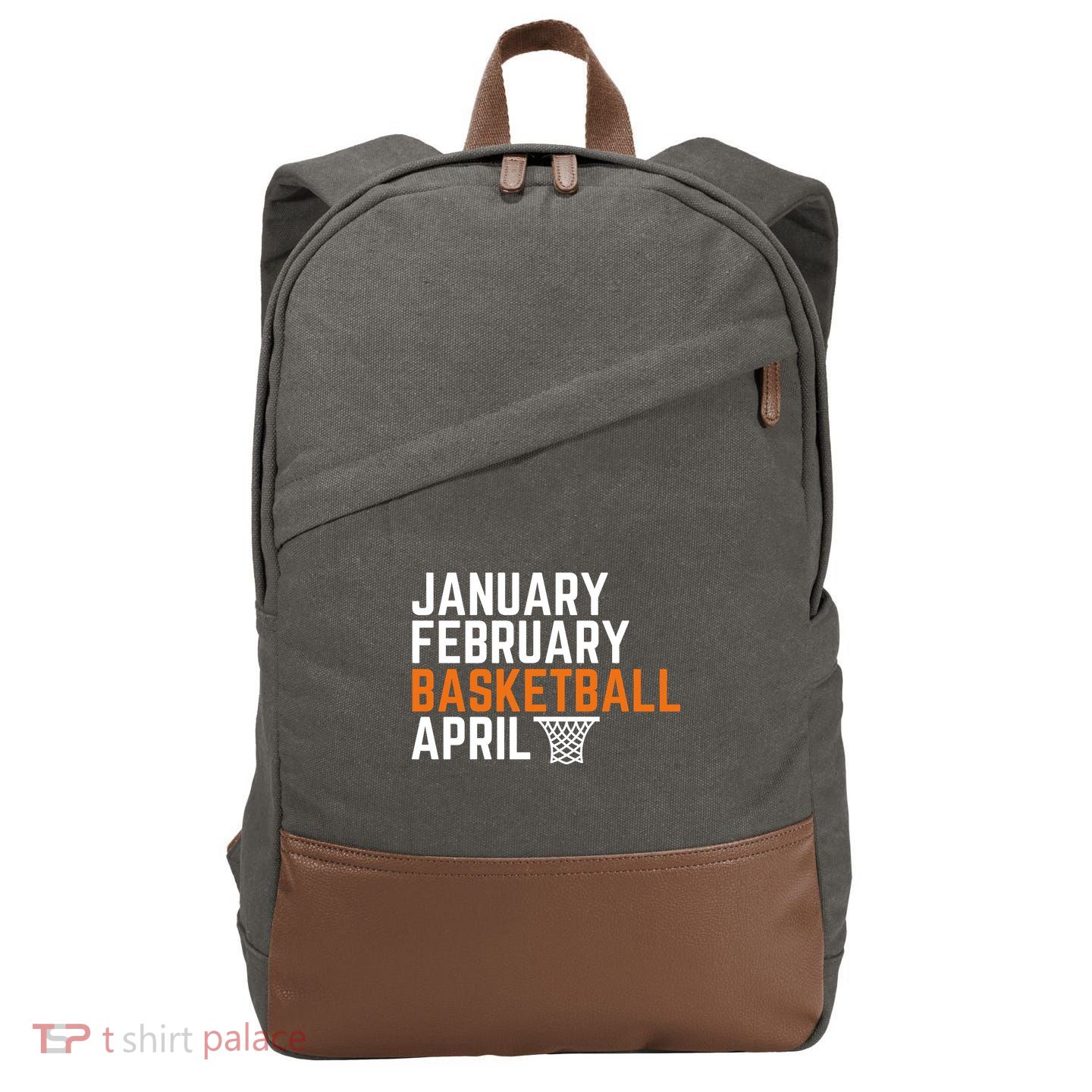 January February Basketball April Madness College Cotton Canvas Backpack