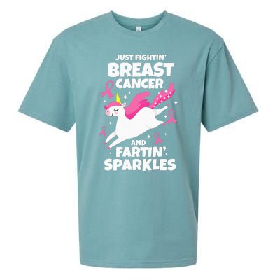 Just Fightin' Breast Cancer And Fartin' Sparkles Sueded Cloud Jersey T-Shirt