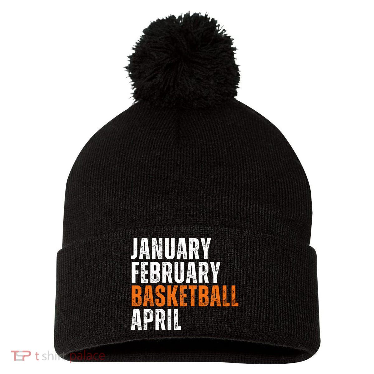 January February Basketball April Madness College Pom Pom 12in Knit Beanie
