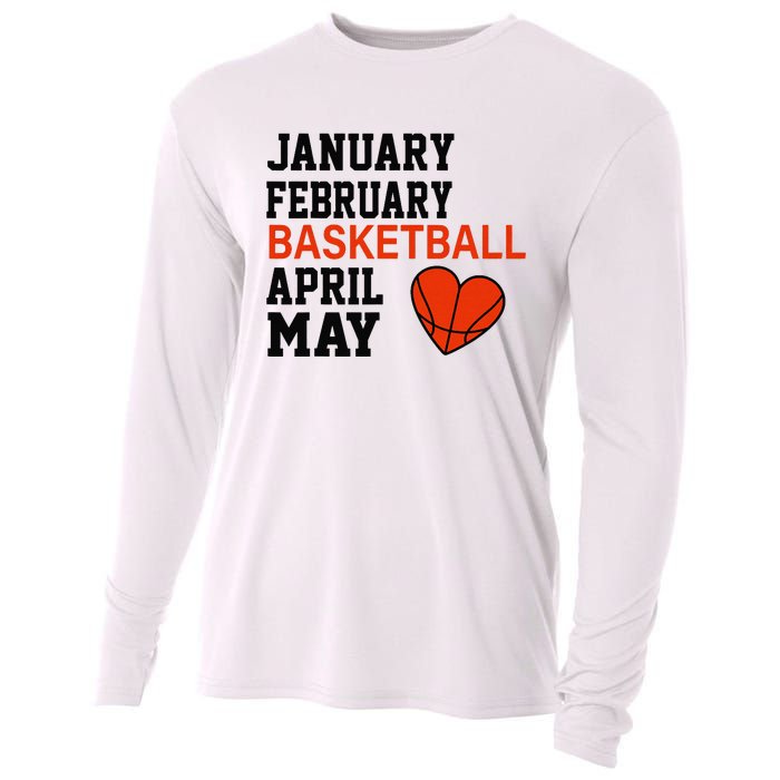 January February Basketball April Funny Apparel Cooling Performance Long Sleeve Crew