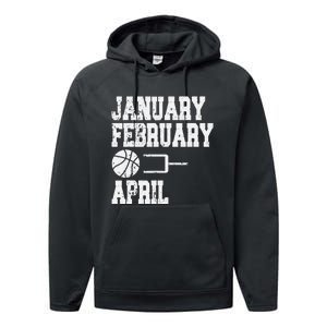 January February Basketball April - Funny Basketball Team Performance Fleece Hoodie