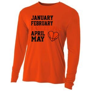 January February Basketball April Funny Apparel Cooling Performance Long Sleeve Crew