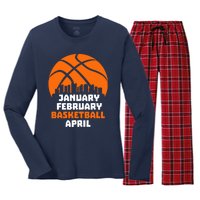 January February Basketball April Madness College Basketball Season Women's Long Sleeve Flannel Pajama Set 