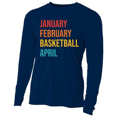 January February Basketball April Funny Retro Cooling Performance Long Sleeve Crew