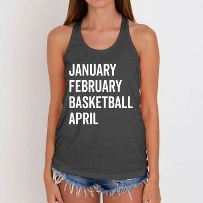 January February Basketball April Madness College Women's Knotted Racerback Tank