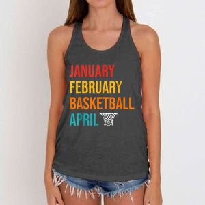 January February Basketball April Madness College Women's Knotted Racerback Tank