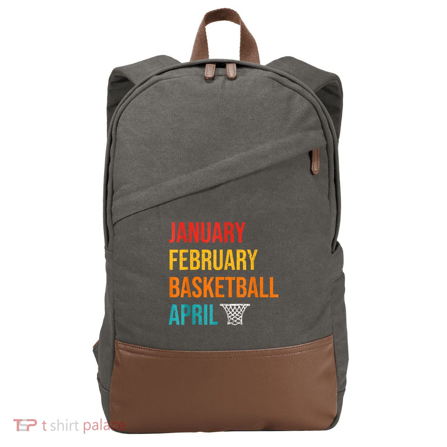 January February Basketball April Madness College Cotton Canvas Backpack