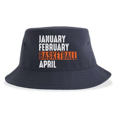 January February Basketball April Funny Vintage Sustainable Bucket Hat