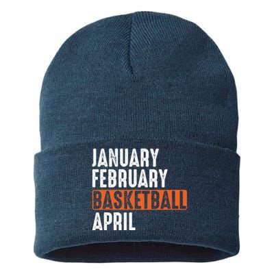 January February Basketball April Funny Vintage Sustainable Knit Beanie