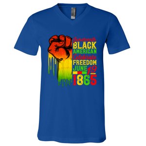 Juneteenth Fist Black Celebrate Black Freedom 1865 Cute Gift V-Neck T-Shirt