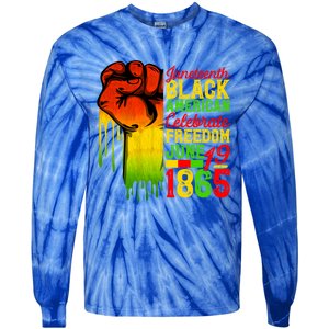 Juneteenth Fist Black Celebrate Black Freedom 1865 Cute Gift Tie-Dye Long Sleeve Shirt