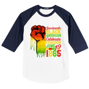 Juneteenth Fist Black Celebrate Black Freedom 1865 Cute Gift Baseball Sleeve Shirt