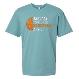 January February Basketball April Funny Basketball Sueded Cloud Jersey T-Shirt