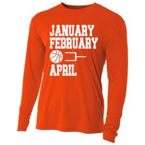 January February Basketball April Funny Basketball Team Cooling Performance Long Sleeve Crew