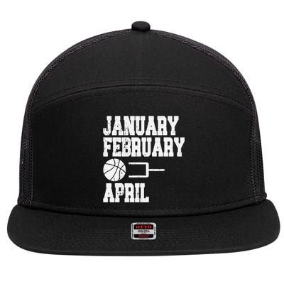 January February Basketball April Funny Basketball Team 7 Panel Mesh Trucker Snapback Hat