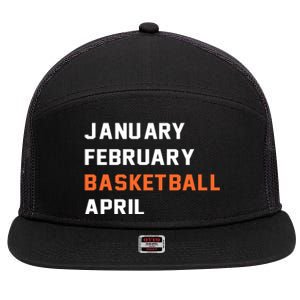 January February Basketball April College Basketball Fan 7 Panel Mesh Trucker Snapback Hat