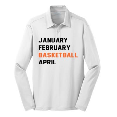 January February Basketball April College Basketball Fan Silk Touch Performance Long Sleeve Polo