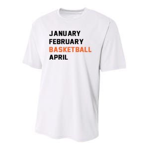 January February Basketball April College Basketball Fan Youth Performance Sprint T-Shirt