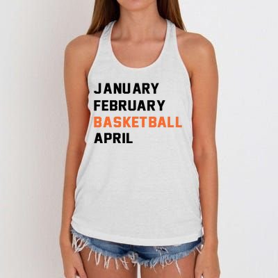 January February Basketball April College Basketball Fan Women's Knotted Racerback Tank