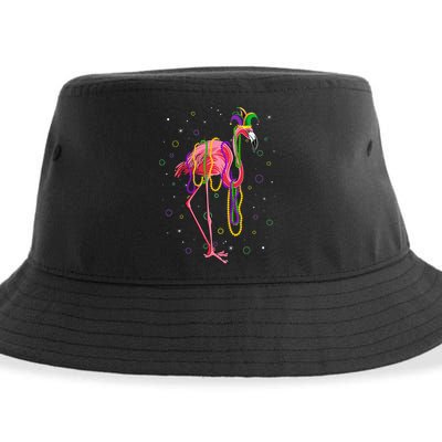 Jester Flamingo & Beads Mardi Gras Fat Tuesday Parade Sustainable Bucket Hat