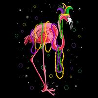 Jester Flamingo & Beads Mardi Gras Fat Tuesday Parade Sustainable Bucket Hat