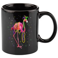 Jester Flamingo & Beads Mardi Gras Fat Tuesday Parade 11oz C Handle Ceramic Mug