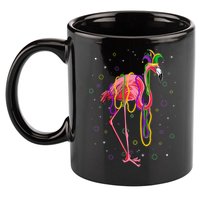 Jester Flamingo & Beads Mardi Gras Fat Tuesday Parade 11oz C Handle Ceramic Mug