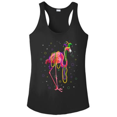 Jester Flamingo & Beads Mardi Gras Fat Tuesday Parade Ladies PosiCharge Competitor Racerback Tank
