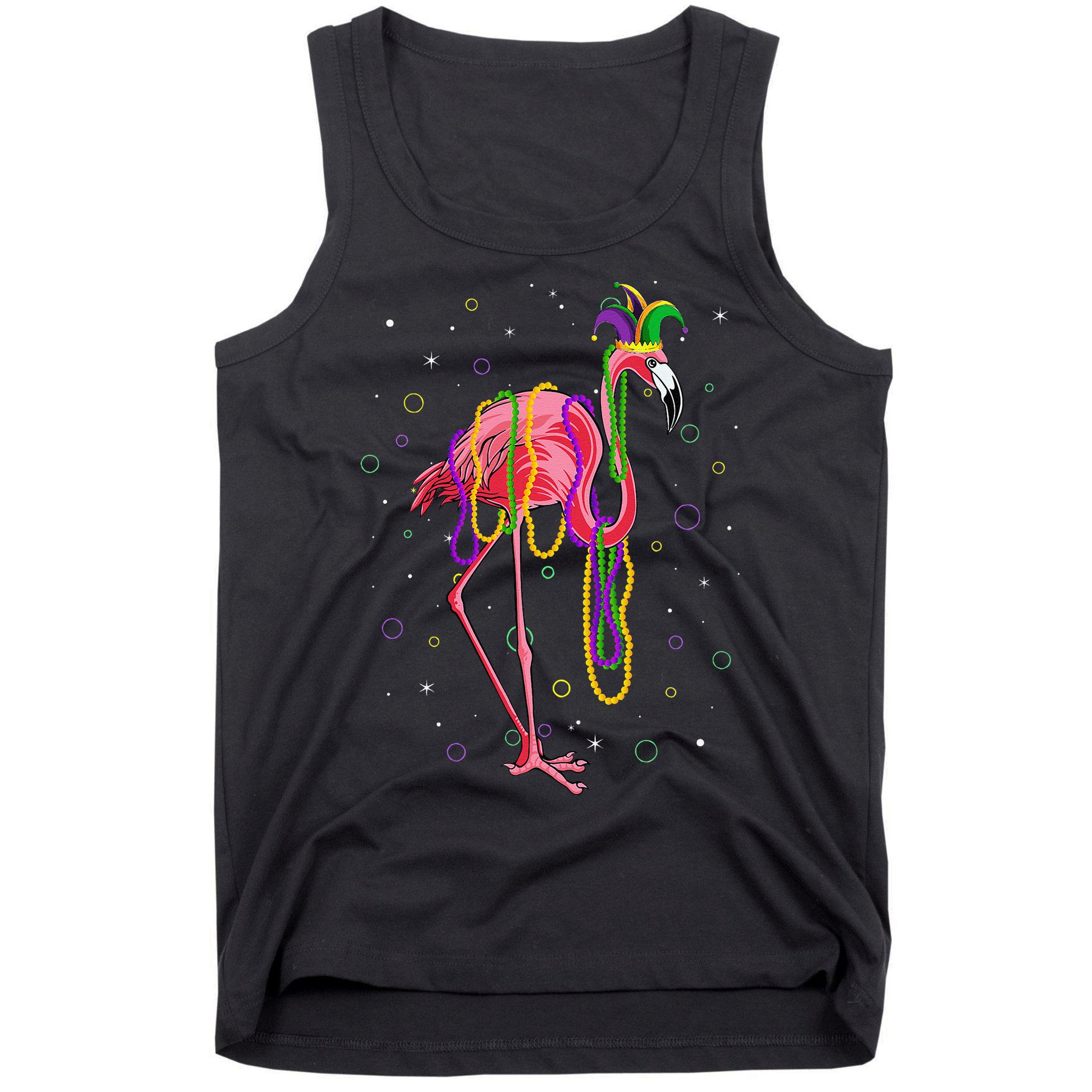 Jester Flamingo & Beads Mardi Gras Fat Tuesday Parade Tank Top