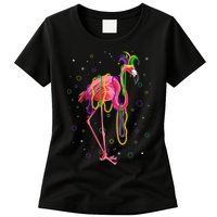 Jester Flamingo & Beads Mardi Gras Fat Tuesday Parade Womens T-Shirt