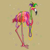 Jester Flamingo & Beads Mardi Gras Fat Tuesday Parade Cooling Performance Crew T-Shirt
