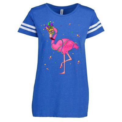 Jester Flamingo Beads Mardi Gras Fat Tuesday Parade Enza Ladies Jersey Football T-Shirt