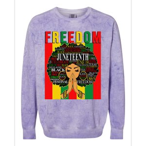 Juneteenth Free Black Melanin Queen Natural Afro Hair Colorblast Crewneck Sweatshirt