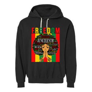 Juneteenth Free Black Melanin Queen Natural Afro Hair Garment-Dyed Fleece Hoodie