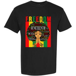 Juneteenth Free Black Melanin Queen Natural Afro Hair Garment-Dyed Heavyweight T-Shirt