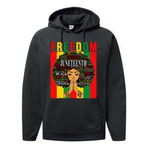 Juneteenth Free Black Melanin Queen Natural Afro Hair Performance Fleece Hoodie